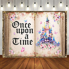 Lofaris Retro Story Book Castle Floral Girl Birthday Backdrop