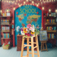 Lofaris Retro Wall Map Back To School Cake Smash Backdrop