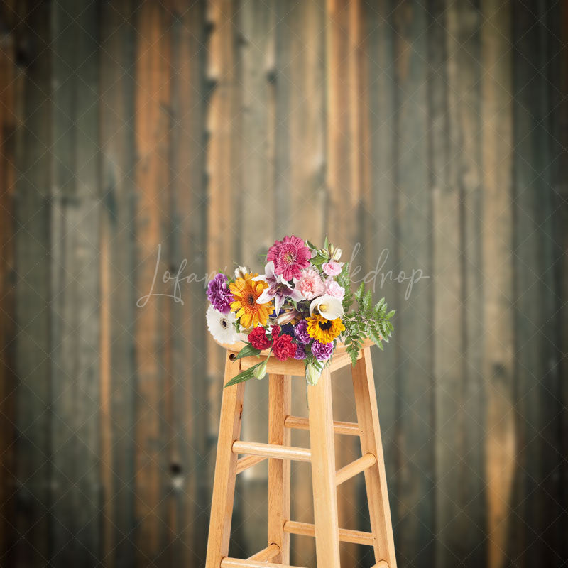 Lofaris Retro Weathered Brown Wooden Wall Backdrop For Photo