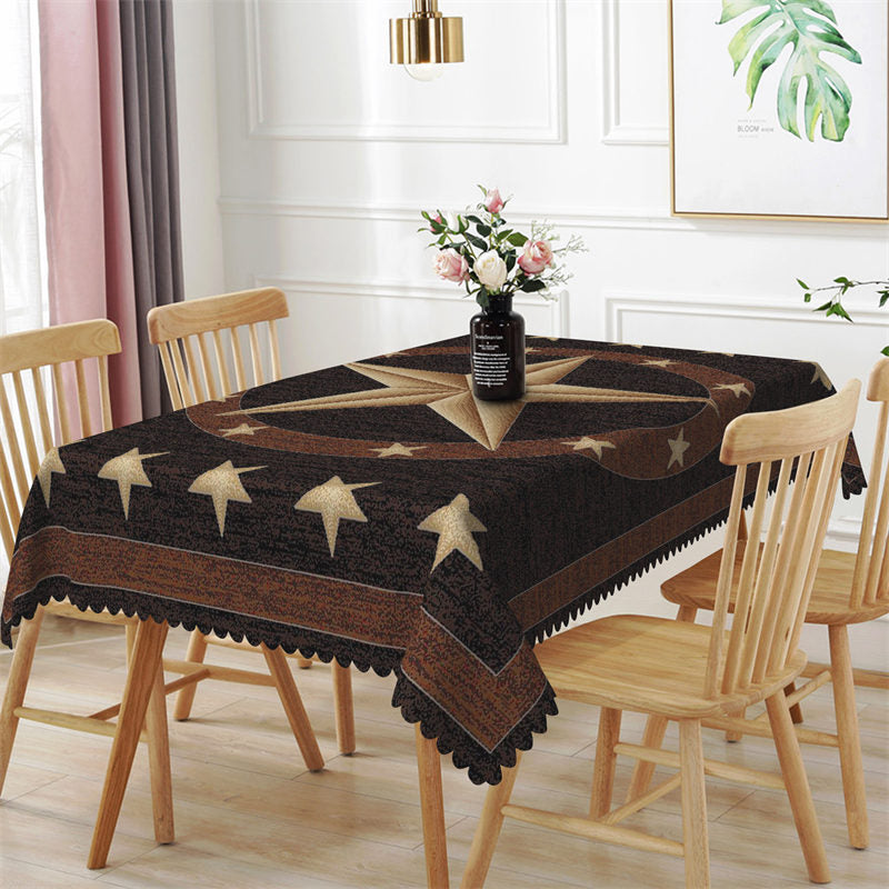 Lofaris Retro Western Texas Star Dining Rectangle Tablecloth