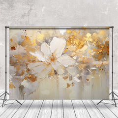 Lofaris Retro White Gold Oil Painting Floral Photo Backdrop