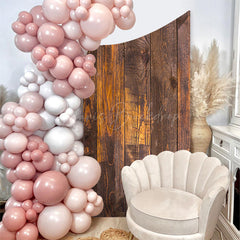 Lofaris Retro Wood Grain Party Concave Oblique Arch Backdrop