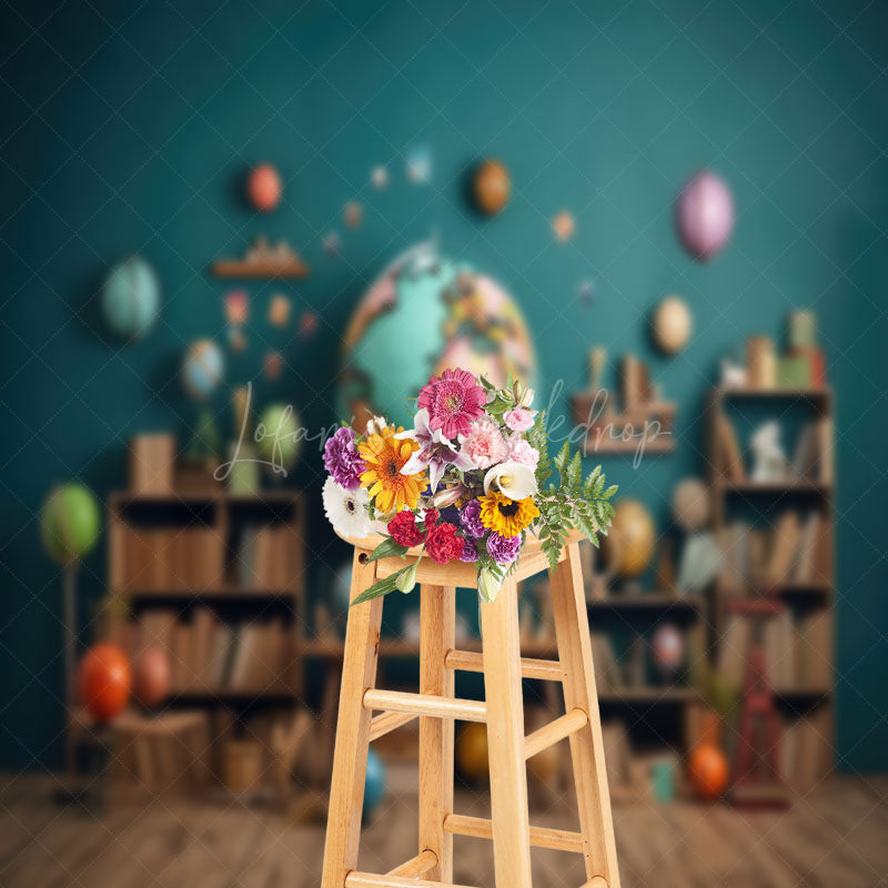 Lofaris Retro Wooden Floor Geography Globe Books Backdrop