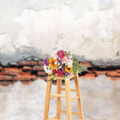Lofaris Retro Worn White Red Brick Wall Photoshoot Backdrop