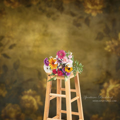 Lofaris Retro Yellow Floral Abstract Fine Art Photo Backdrop