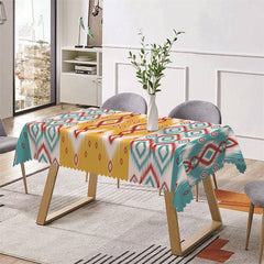 Lofaris Rhombus Red Blue Yellow Splice Rectangle Tablecloth