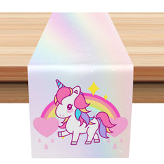 Lofaris Rianbow Pink Cute Horse Heart Sky Star Table Runner