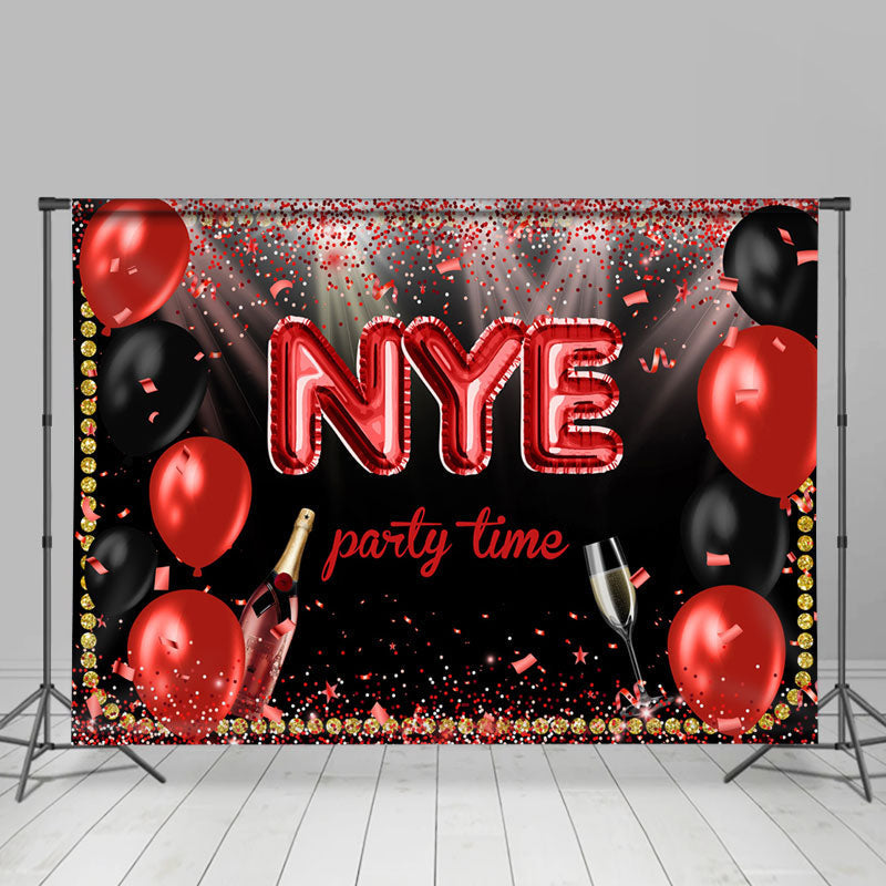 Lofaris Ribbons Champagne Balloons Nye Party Time Backdrop