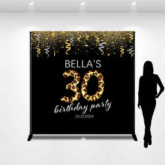 Lofaris Ribbons Leopard Black Custom 30th Birthday Backdrop