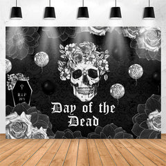 Lofaris RIP 20s Day Of The Dead Black Floral Photo Backdrop