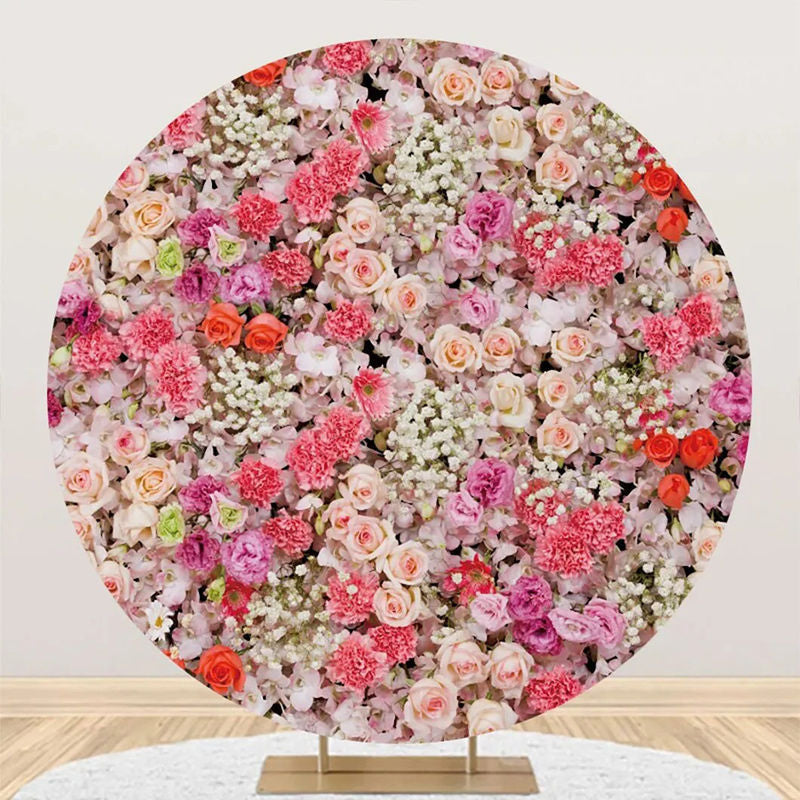 Lofaris Romantic Colorful Floral Round Backdrop For Wedding