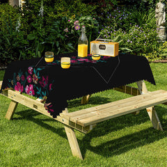 Lofaris Romantic Floral Red Roses Botanical Black Tablecloth