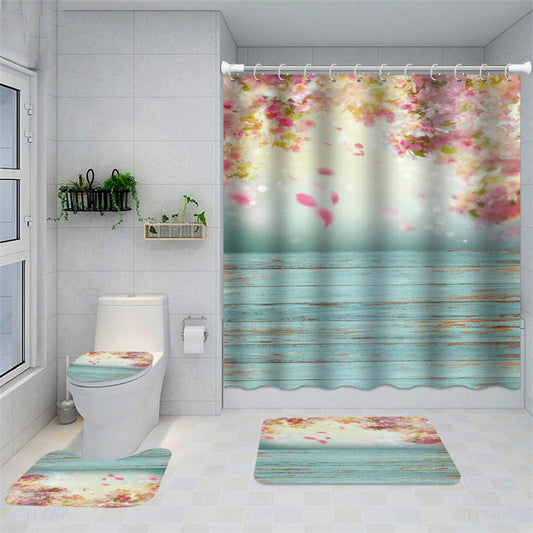 Lofaris Romantic Peach Blossom Petals Bath Shower Curtain