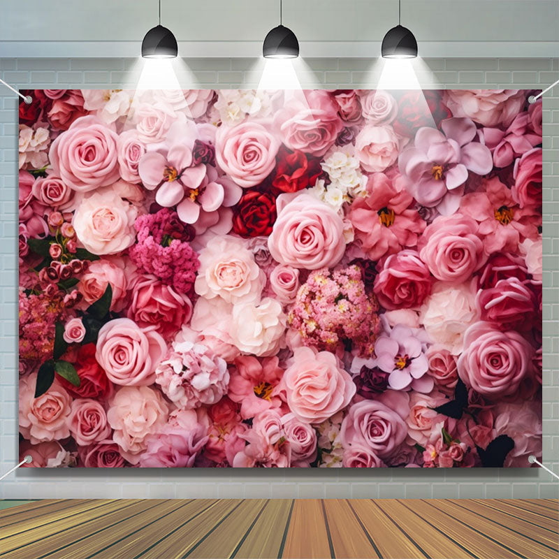Lofaris Romantic Red Pink Flower Valentines Day Backdrop