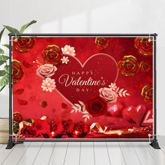 Lofaris Romantic Roses Red Heart Valentines Day Backdrop