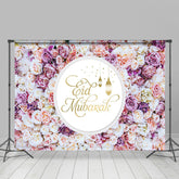 Lofaris Romantic White Purple Floral Eid Mubarak Backdrop