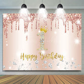 Lofaris Rose Glod Glitter Diamond 1st Birthday Backdrop