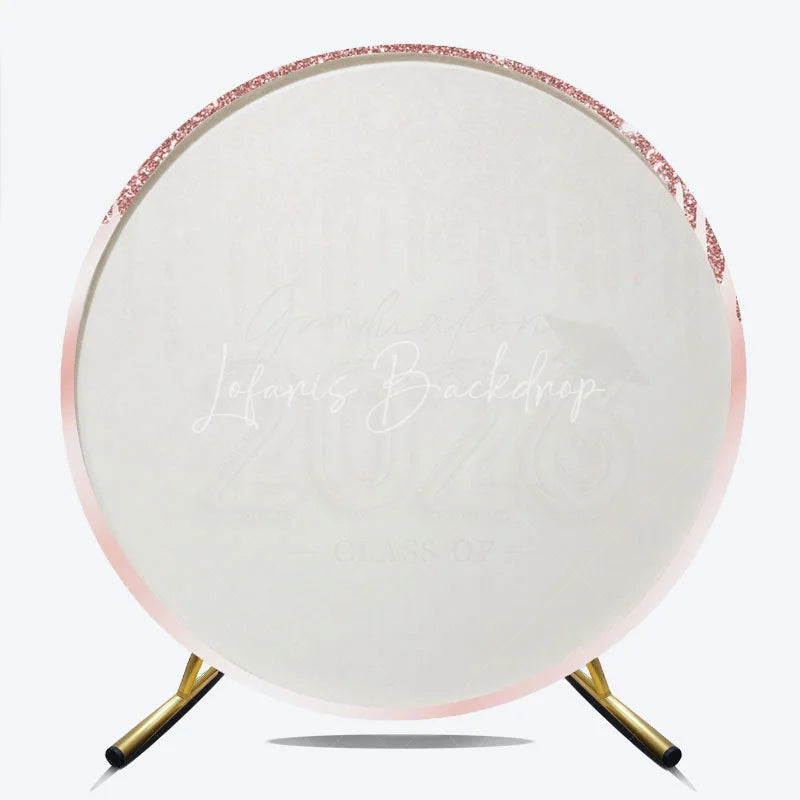 Lofaris Rose Gold Glitter Circle Backdrop For Grad Party