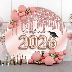 Lofaris Rose Gold Glitter Circle Backdrop For Grad Party