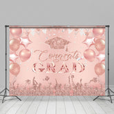 Lofaris Rose Gold Glitter Balloon Flag Graduation Backdrop