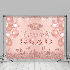Lofaris Rose Gold Glitter Balloon Flag Graduation Backdrop