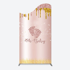 Lofaris Rose Gold Glitter Footprints Oh Baby Arch Backdrop