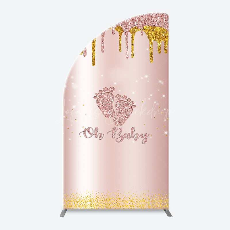 Lofaris Rose Gold Glitter Footprints Oh Baby Arch Backdrop