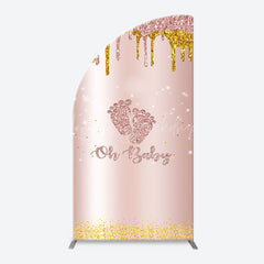 Lofaris Rose Gold Glitter Footprints Oh Baby Arch Backdrop