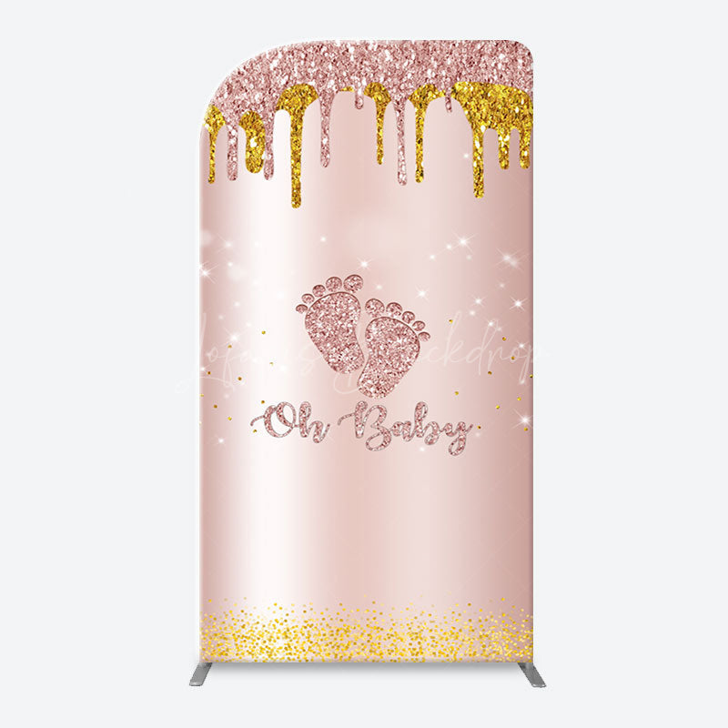 Lofaris Rose Gold Glitter Footprints Oh Baby Arch Backdrop