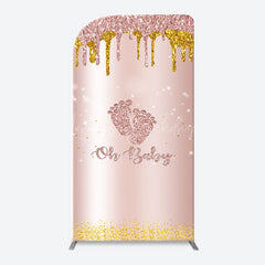 Lofaris Rose Gold Glitter Footprints Oh Baby Arch Backdrop
