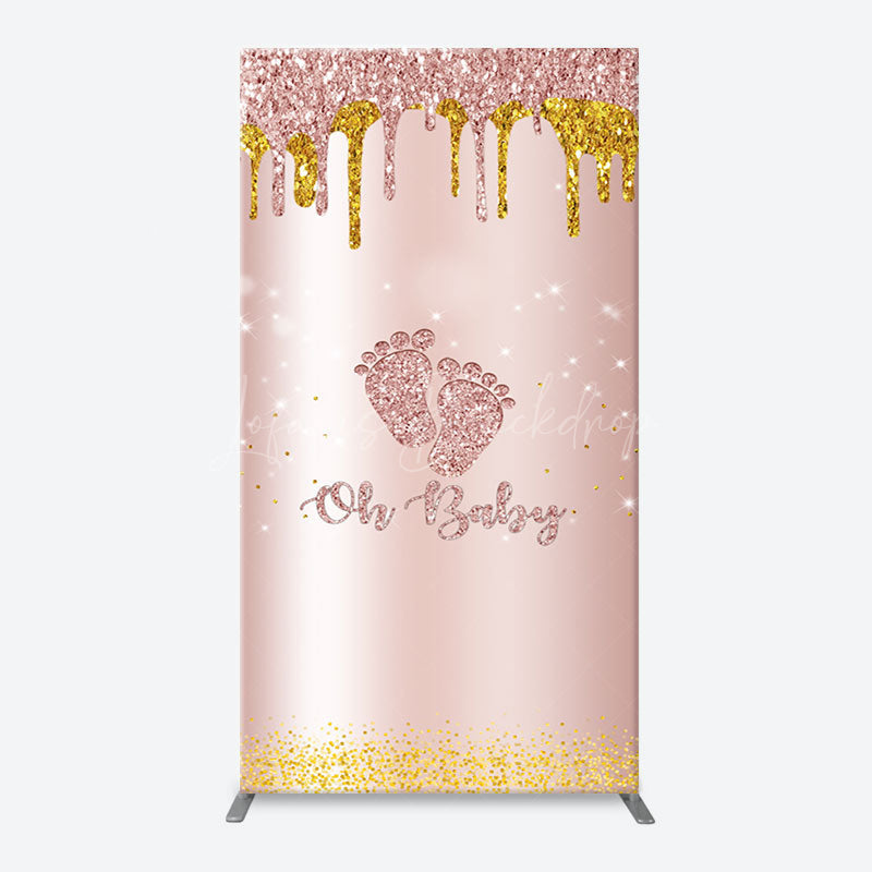 Lofaris Rose Gold Glitter Footprints Oh Baby Arch Backdrop