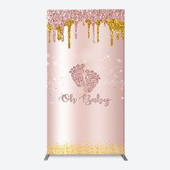 Lofaris Rose Gold Glitter Footprints Oh Baby Arch Backdrop