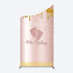 Lofaris Rose Gold Glitter Footprints Oh Baby Arch Backdrop