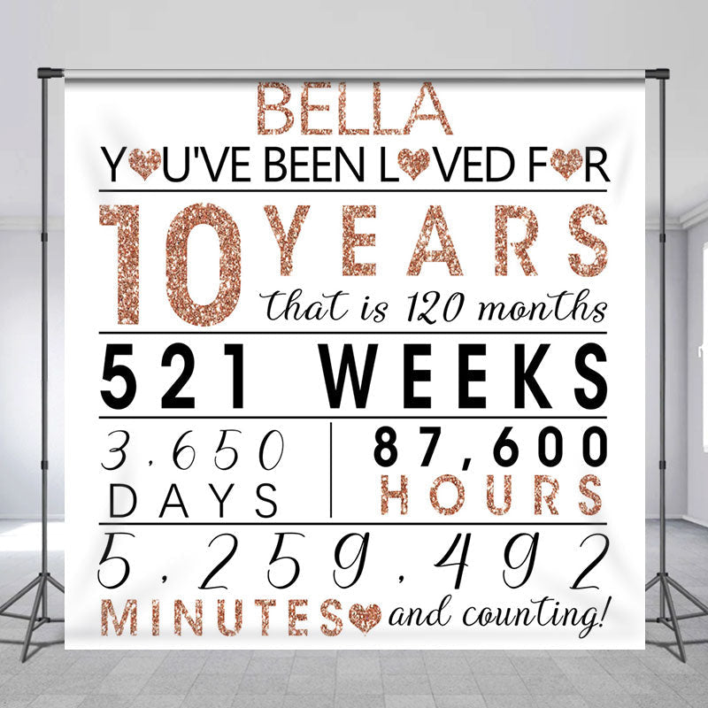 Lofaris Rose Gold Glitter Letter Custom Anniversary Backdrop