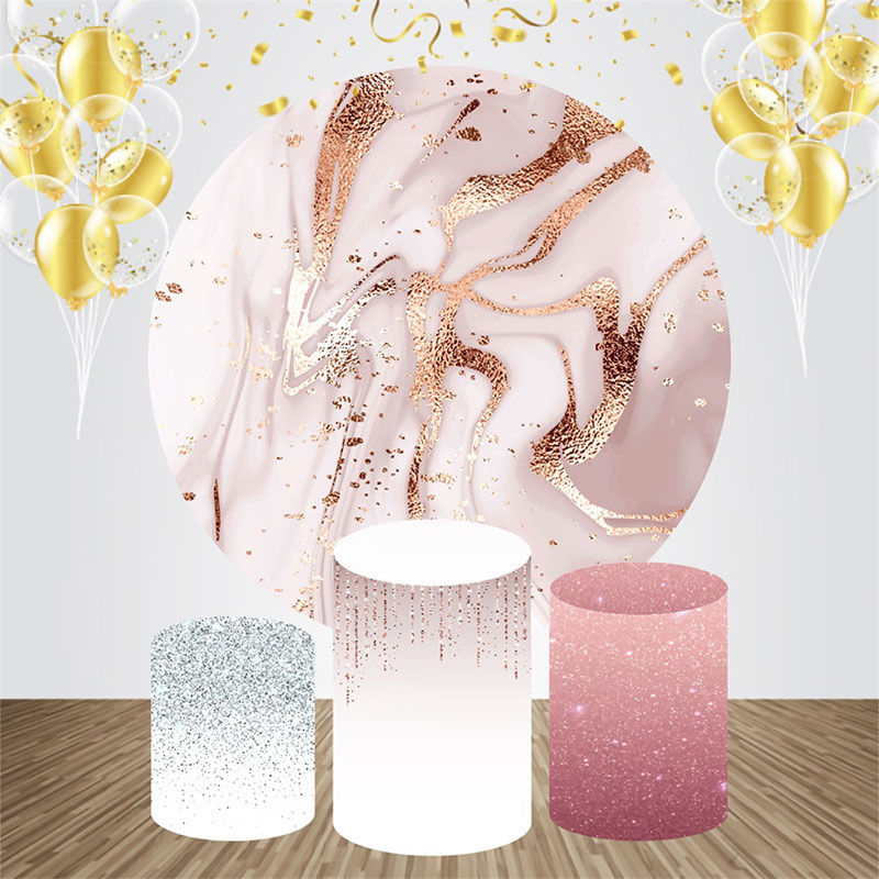 Lofaris Rose Gold Glitter Round Backdrop Kit For Birthday