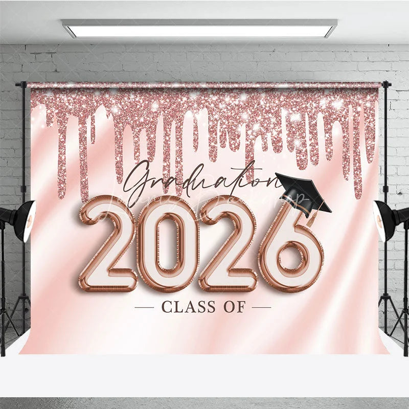 Lofaris Rose Gold Graduation Class Of 2026 Party Backdrop