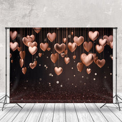 Lofaris Rose Gold Hearts Bokeh Dark Valentines Day Backdrop