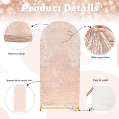 Lofaris Rose Gold Sequin Fitted Arch Backdrop Cover for Wedding Decor