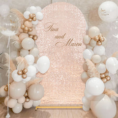 Lofaris Rose Gold Sequin Fitted Arch Backdrop Cover for Wedding Decor
