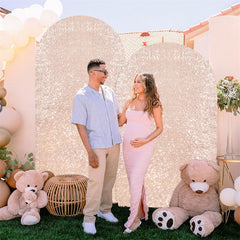 Lofaris Rose Gold Sequin Fitted Arch Backdrop Cover for Wedding Decor