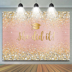 Lofaris Rose Gold She Did It Happy Graduation Backdrop
