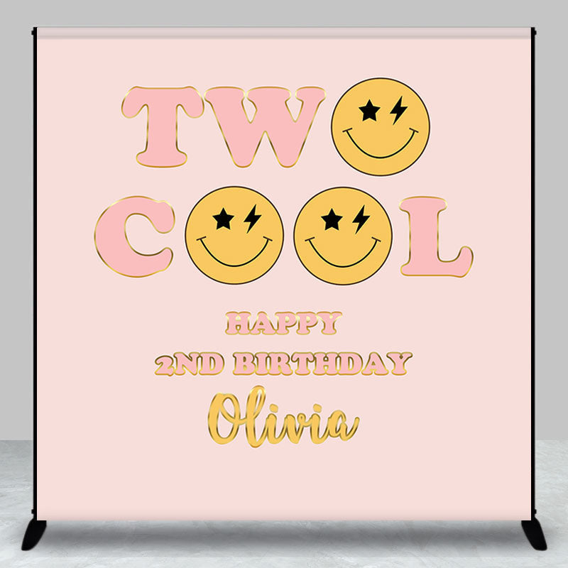 Lofaris Rose Gold Two Cool Custom Smile Girl Birthday Backdrop