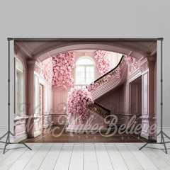 Lofaris Rose Pink Castle Staircase Architecture Backdrop