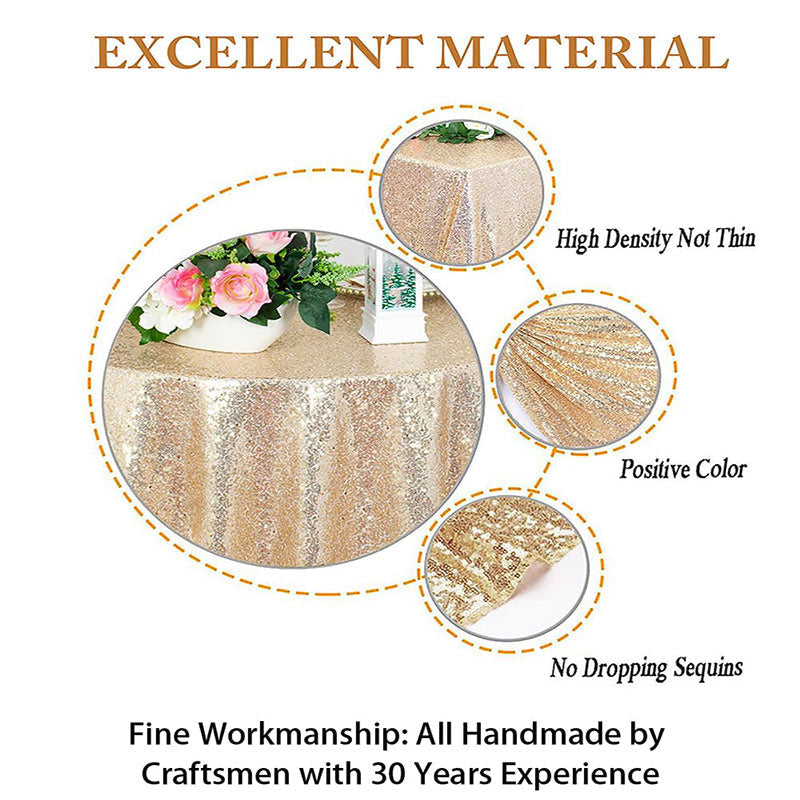 Lofaris Rose Pink Glitter Sequin Banquet Round Table Cover