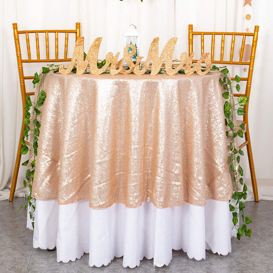 Lofaris Rose Pink Glitter Sequin Banquet Round Table Cover