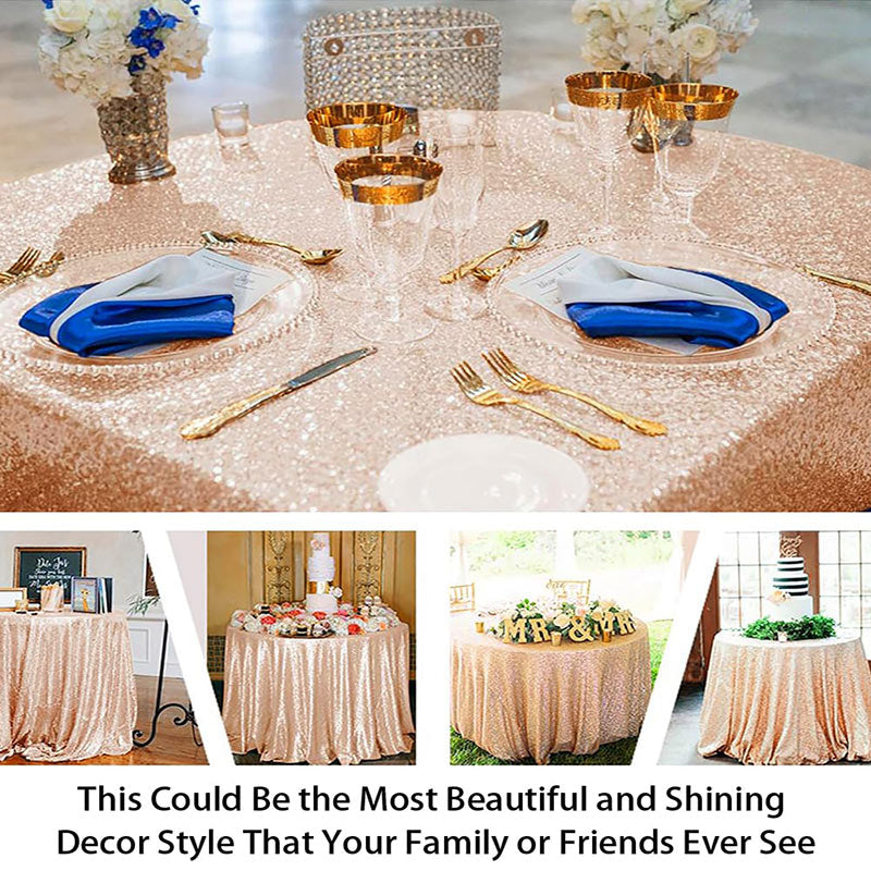 Lofaris Rose Pink Glitter Sequin Banquet Round Table Cover