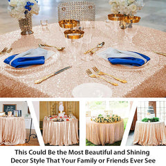 Lofaris Rose Pink Glitter Sequin Banquet Round Table Cover