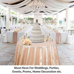 Lofaris Rose Pink Glitter Sequin Banquet Round Table Cover