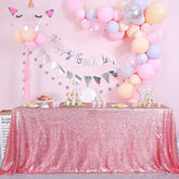 Lofaris Rose Pink Sequin Glitter Rectangle Banquet Tablecloth