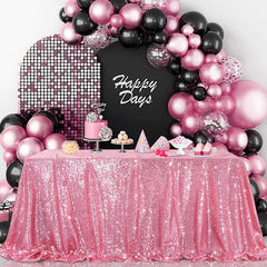 Lofaris Rose Pink Sequin Glitter Rectangle Banquet Tablecloth